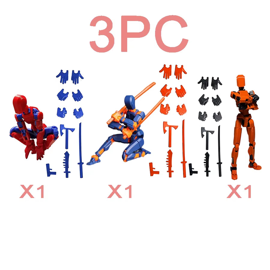 3Pcs-Lucky Puppets 13 Doll,Multiple Styling Combinations Robot Model,Cheap Holiday Gift,Cool Robot Doll Desktop Decoration