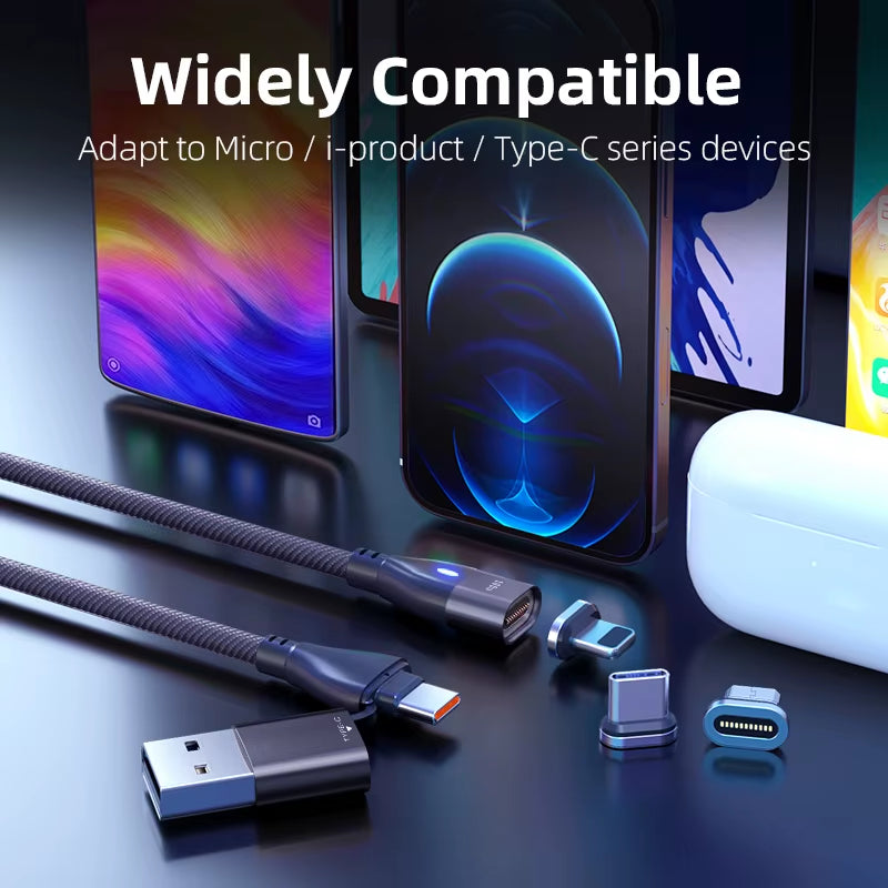 6 in 1 Magnetic Quick Charge Cable PD 100W for Iphone Charger Cable Micro USB Type C to USB C Cable for Xiaomi Samsung Macbook