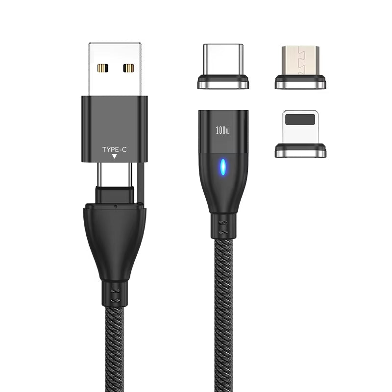 6 in 1 Magnetic Quick Charge Cable PD 100W for Iphone Charger Cable Micro USB Type C to USB C Cable for Xiaomi Samsung Macbook